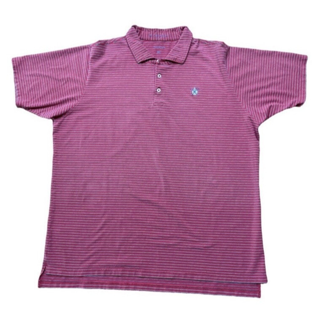 B. Draddy Sport Mens Golf Polo Shirt Size XL Striped Embroidered Pima Cotton EUC